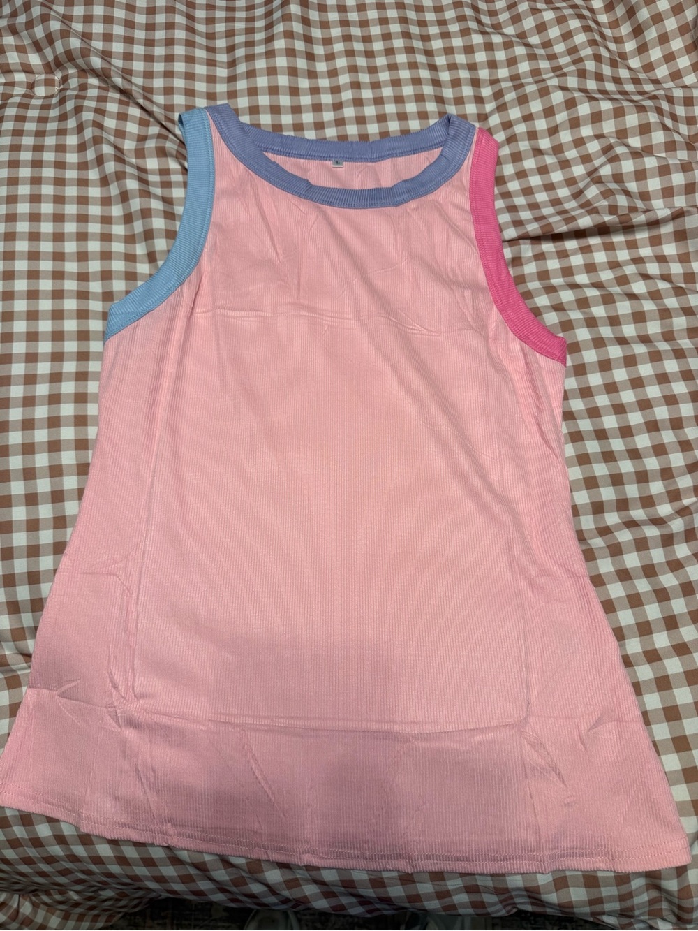 Pink Tank Top with Contrast Trim